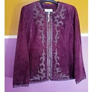 LINEA by LOUIS DELL'OLIO Maroon Suede With Genuine Leather Trim Coat. Size: XS